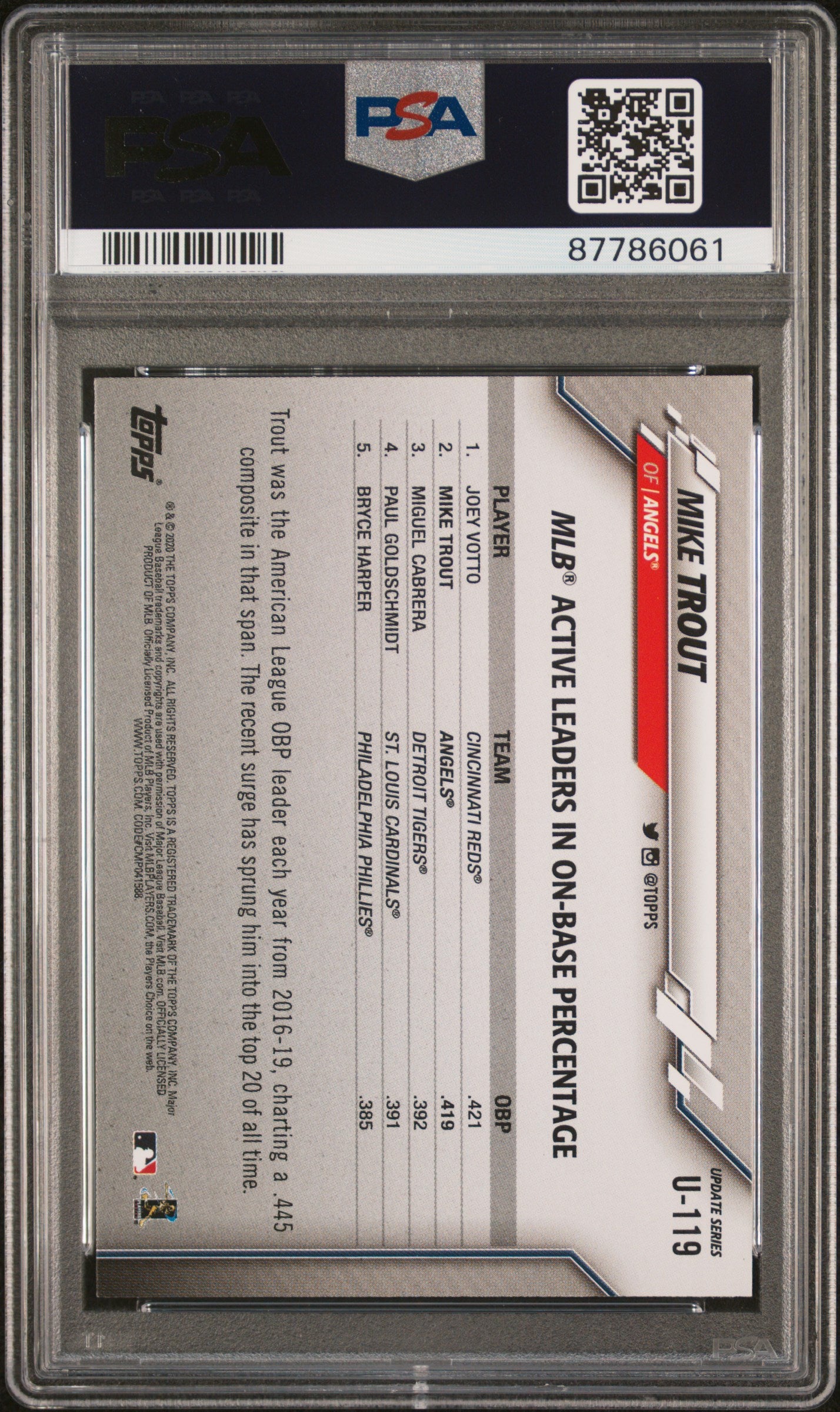 2020 Topps Update ROYAL BLUE Mike Trout #U119 PSA 9 87786061