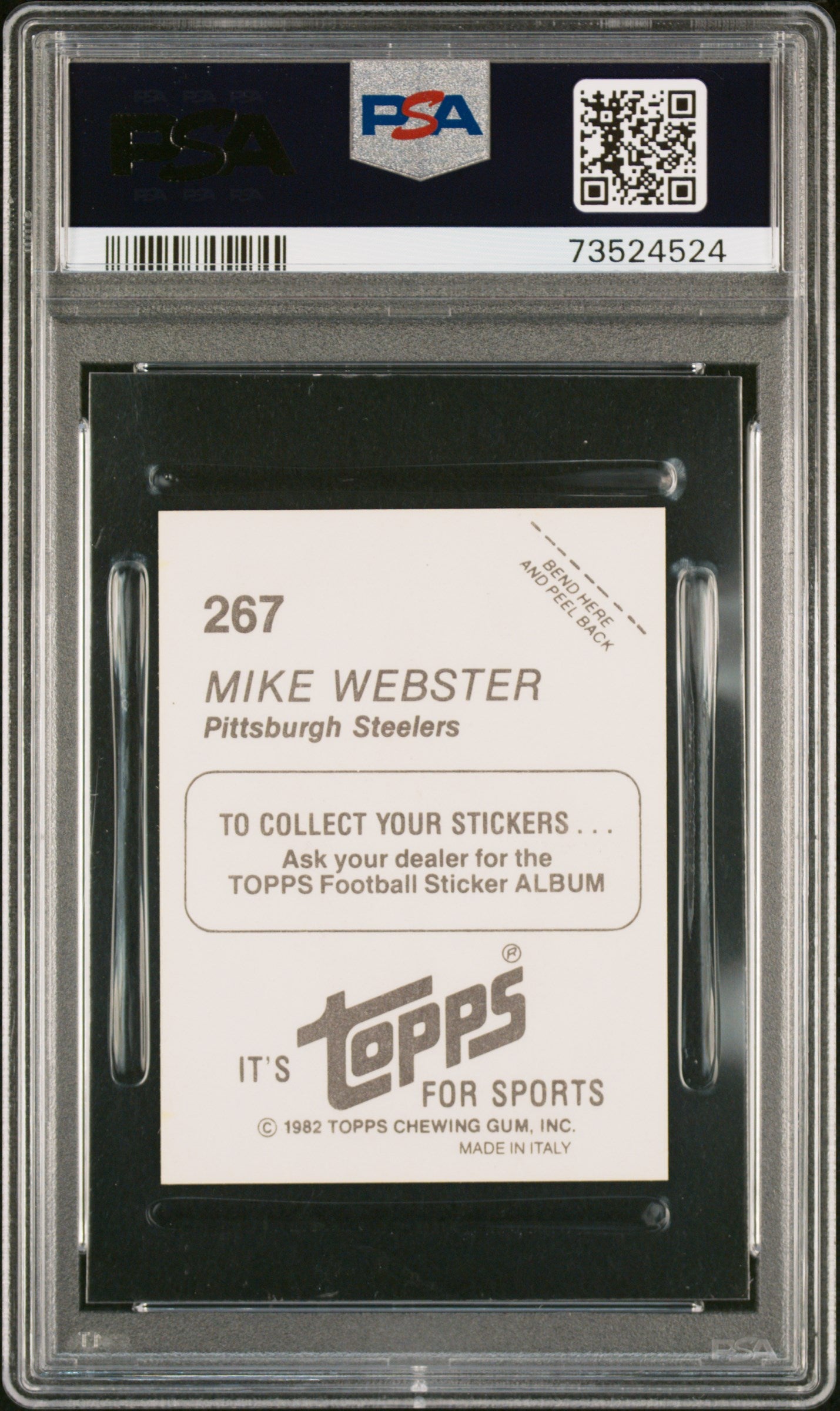 1982 Topps Stickers Football Mike Webster #267 Psa 9 73524524