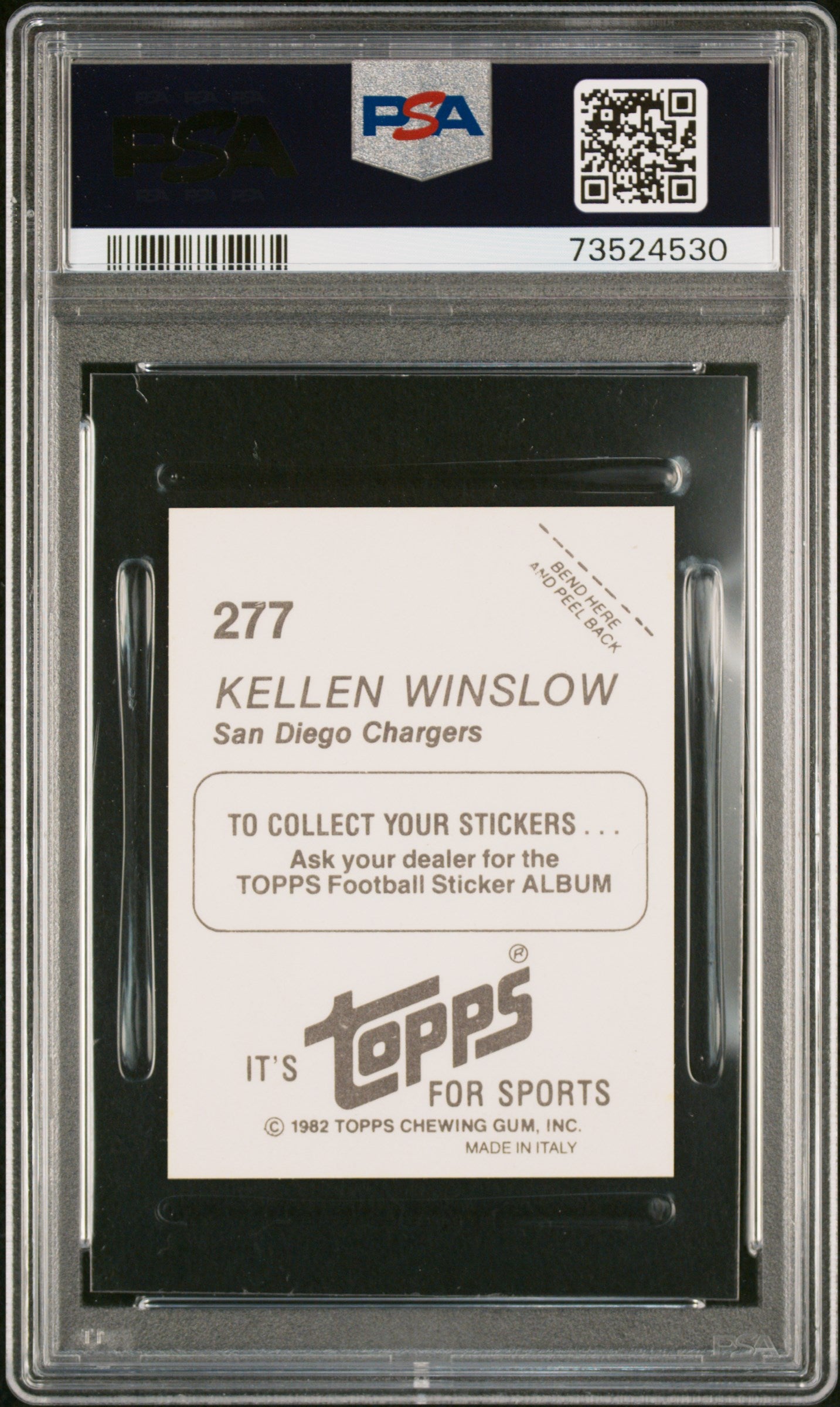 1982 Topps Stickers Football Kellen Winslow #277 Psa 10 73524530