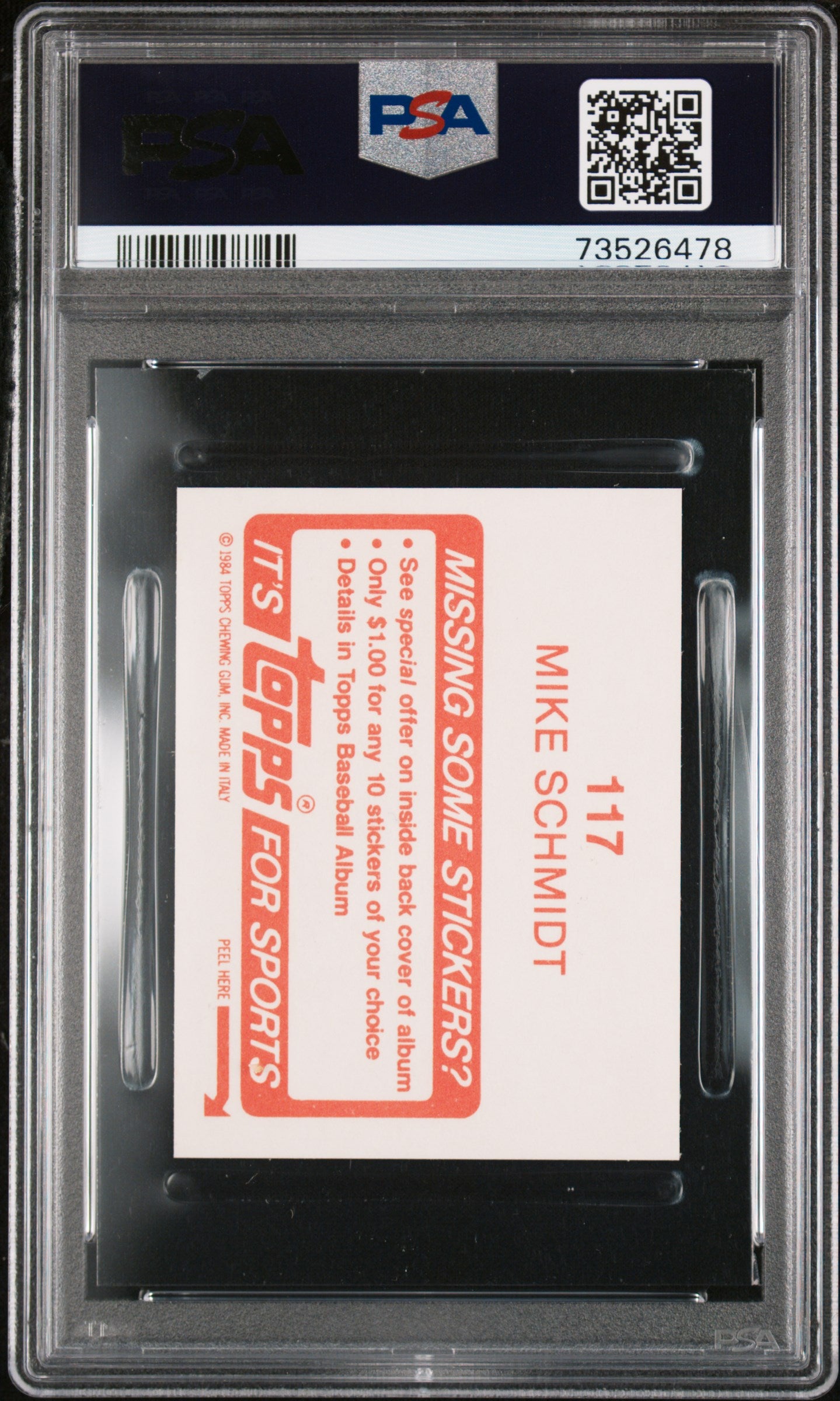 1984 Topps Stickers Baseball Mike Schmidt #117 Psa 8 73526478