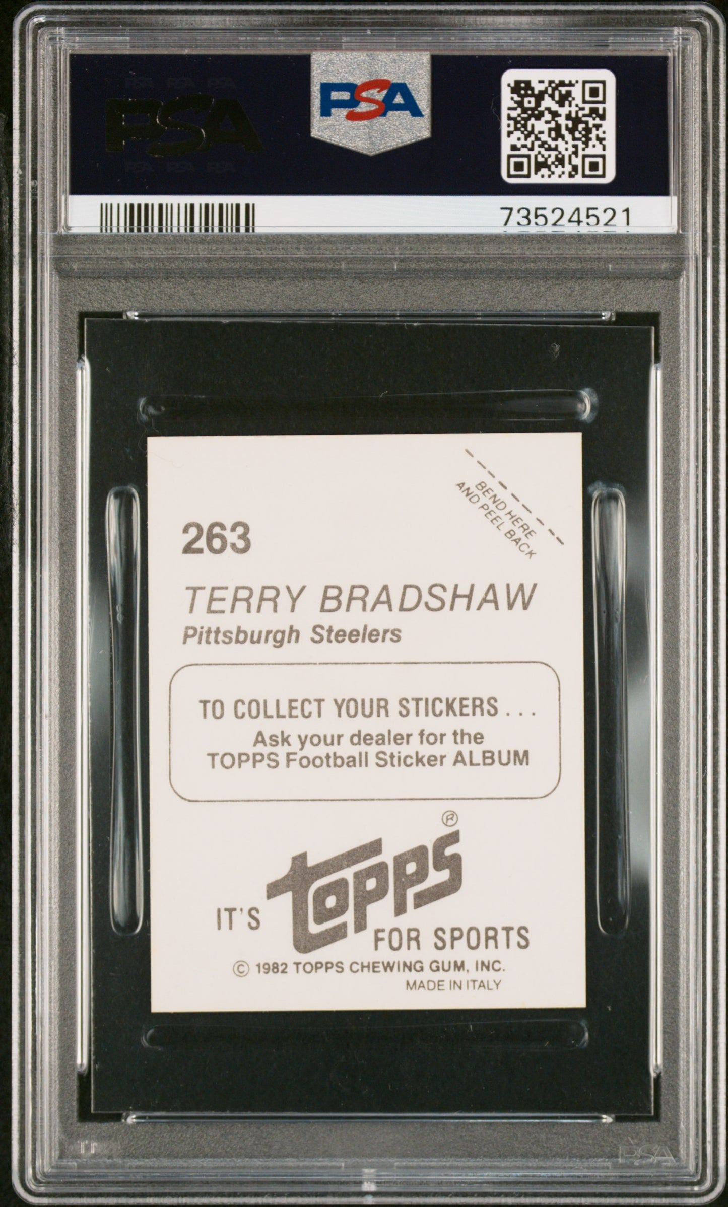 1982 Topps Stickers Football Terry Bradshaw #263 Psa 7 73524521