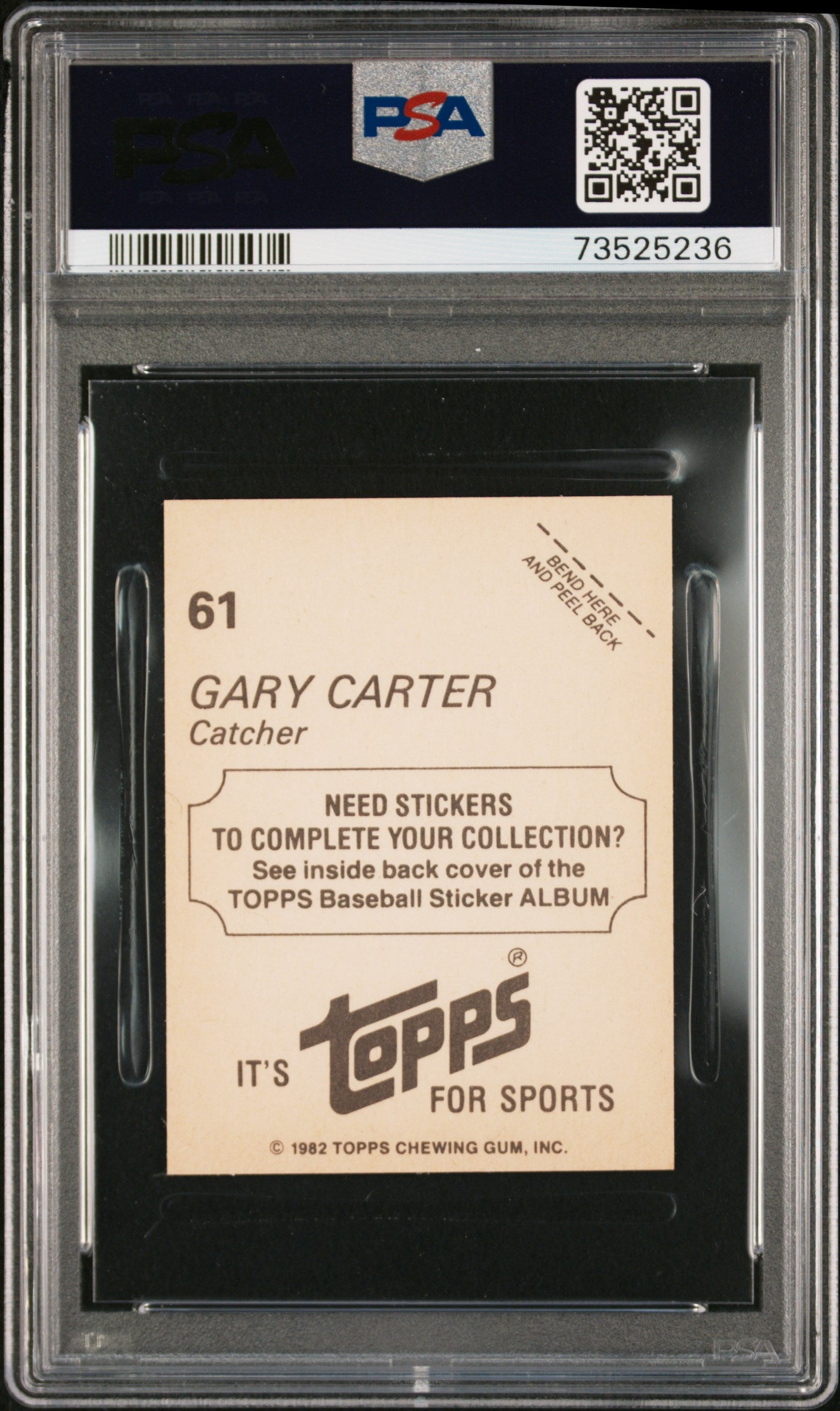 1982 Topps Stickers Baseball Gary Carter #61 Psa 9 73525236