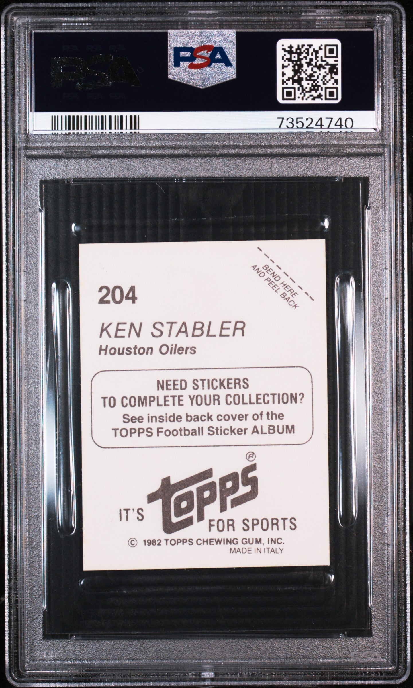 1982 Topps Stickers Football Ken Stabler #204 Psa 9 73524740