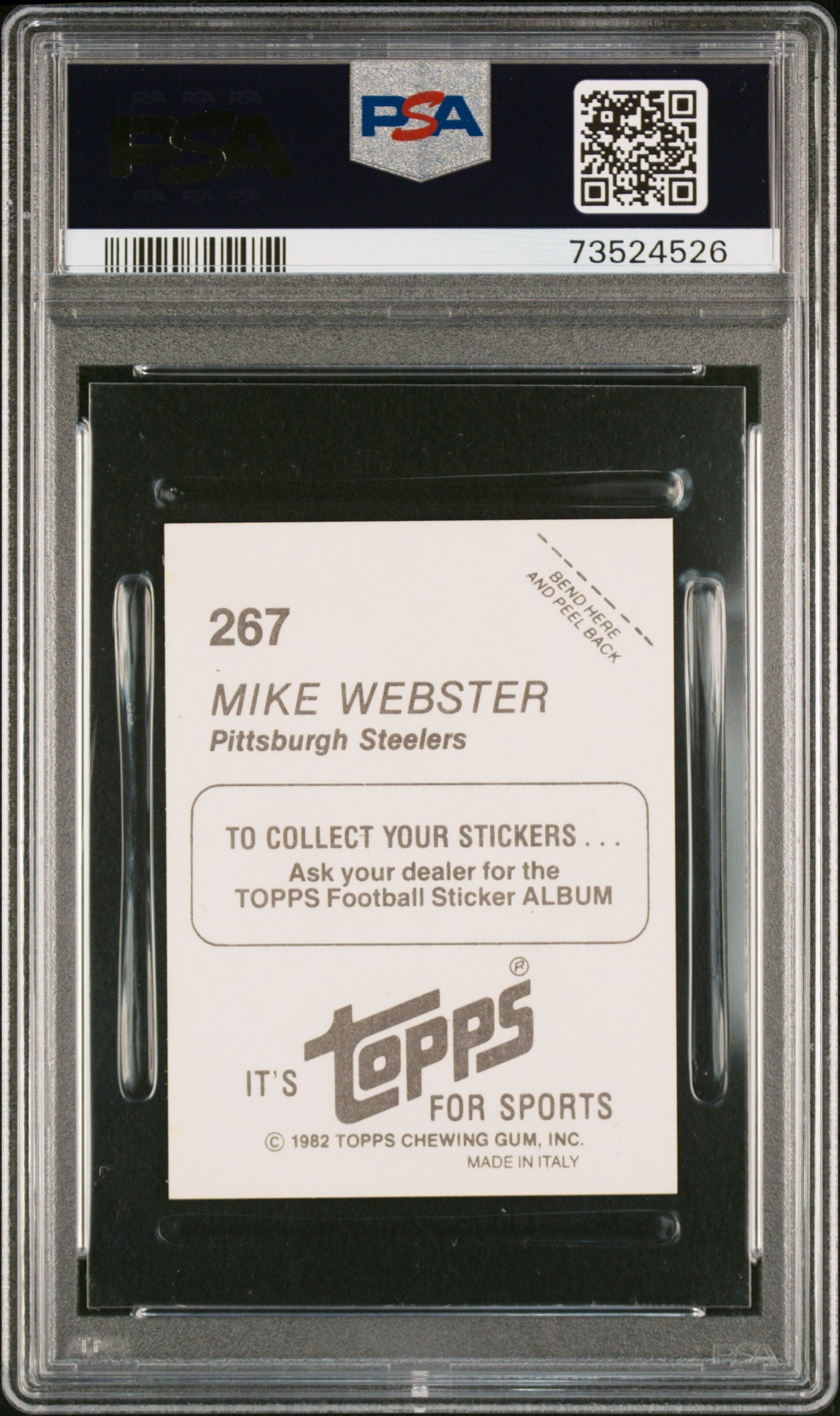 1982 Topps Stickers Football Mike Webster #267 Psa 8 73524526