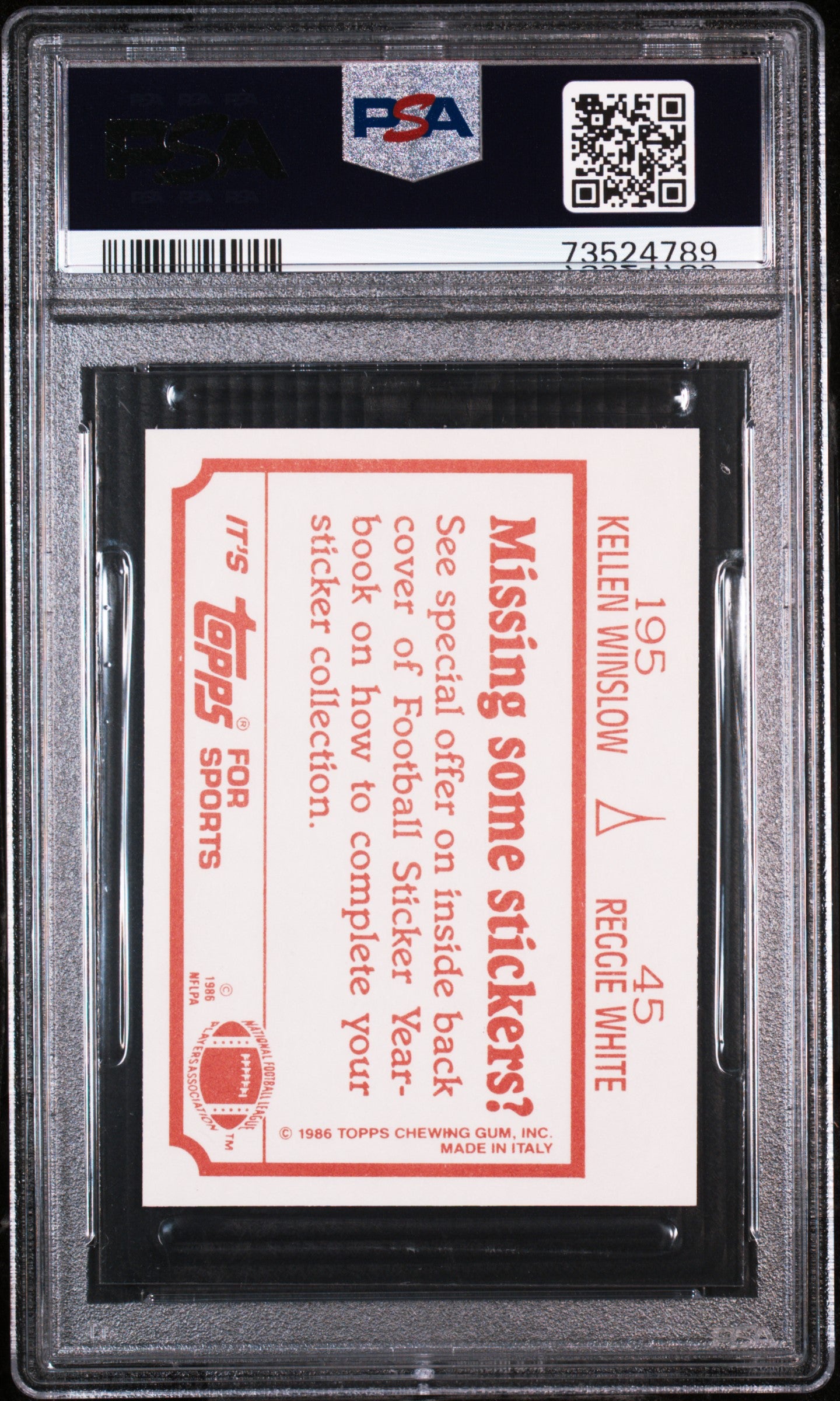 1986 Topps Stickers Football Reggie White-45 Psa 9 73524789