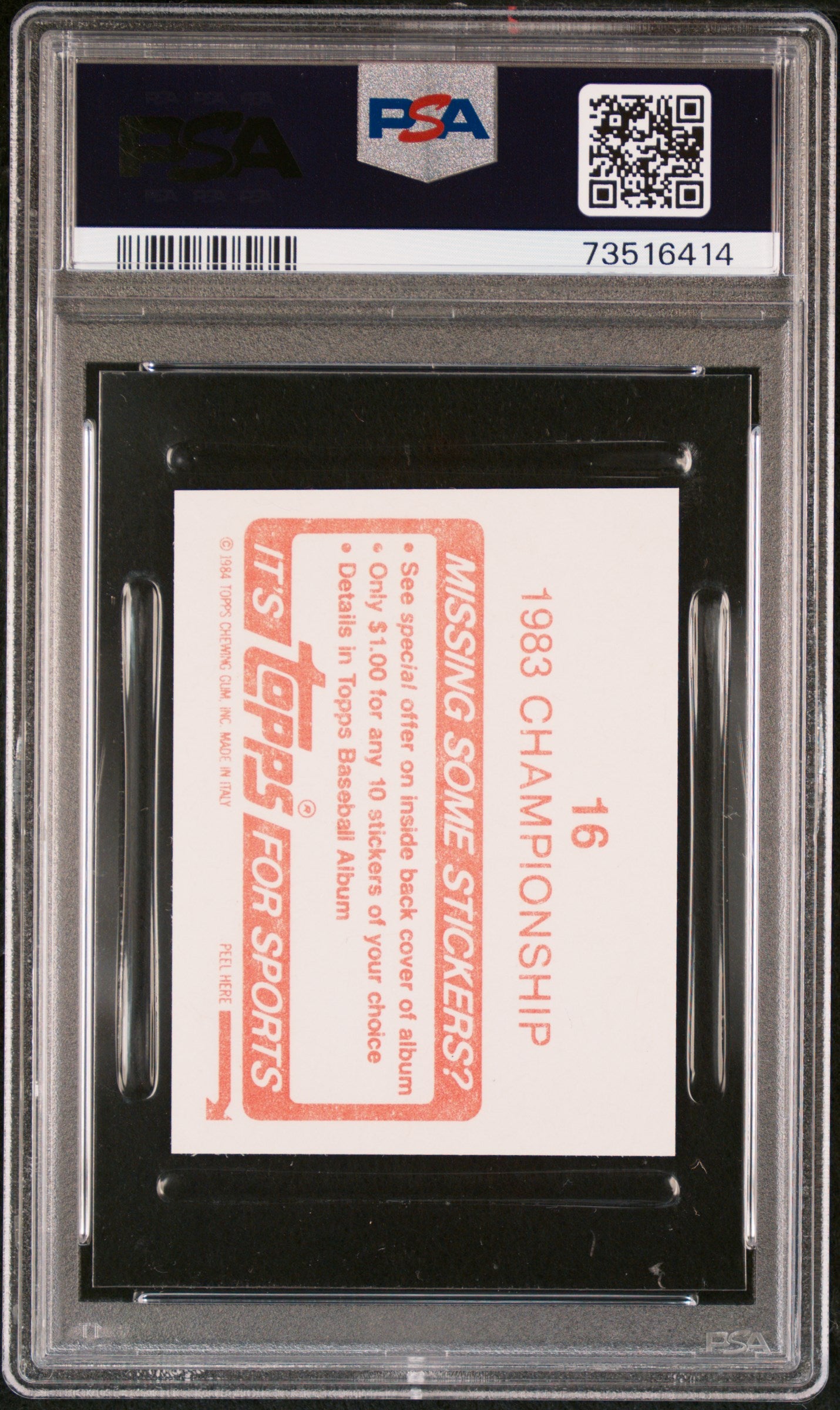 1984 Topps Stickers Baseball 1983 Championship #16 Psa 9 73516414