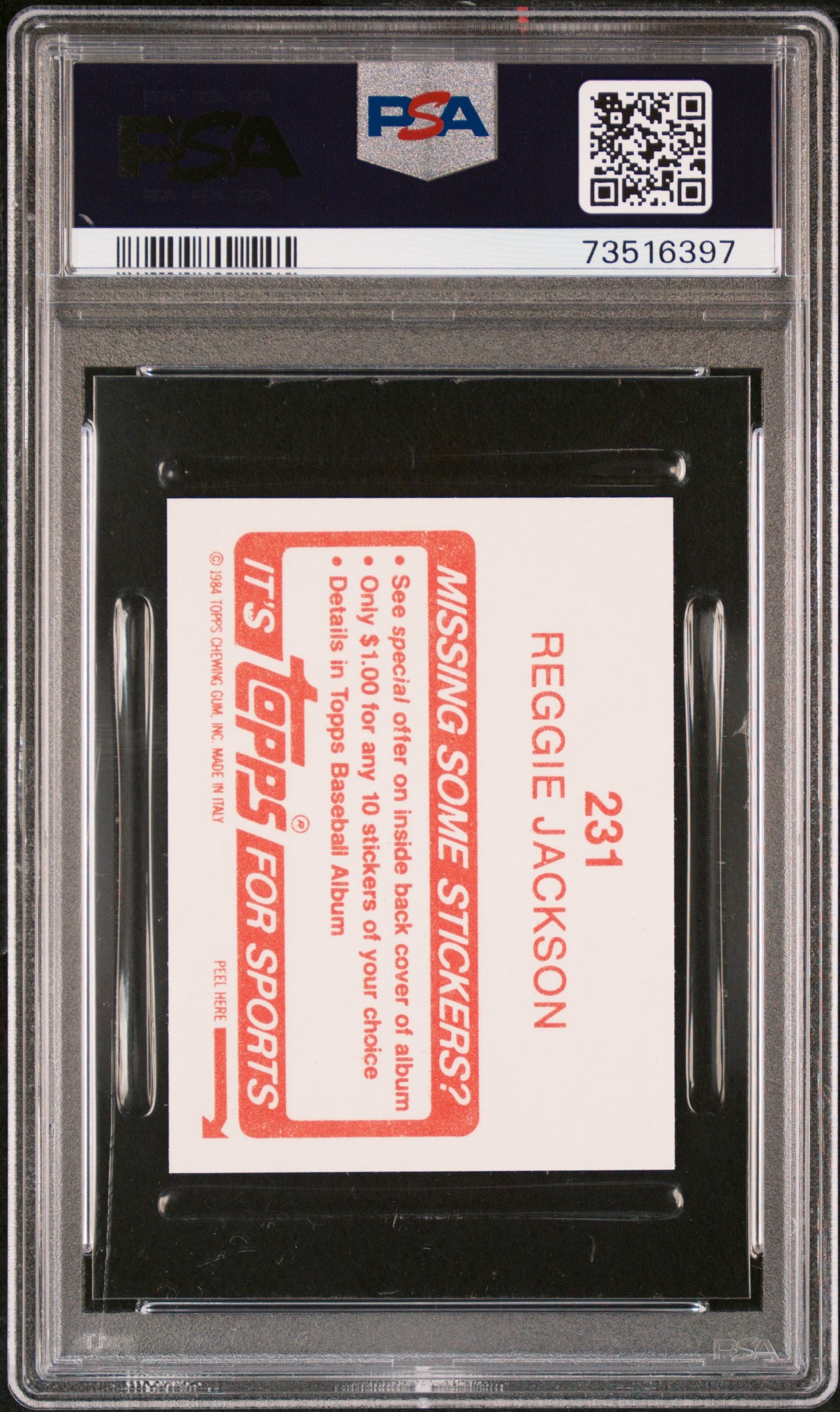 1984 Topps Stickers Baseball Reggie Jackson #231 Psa 9 73516397