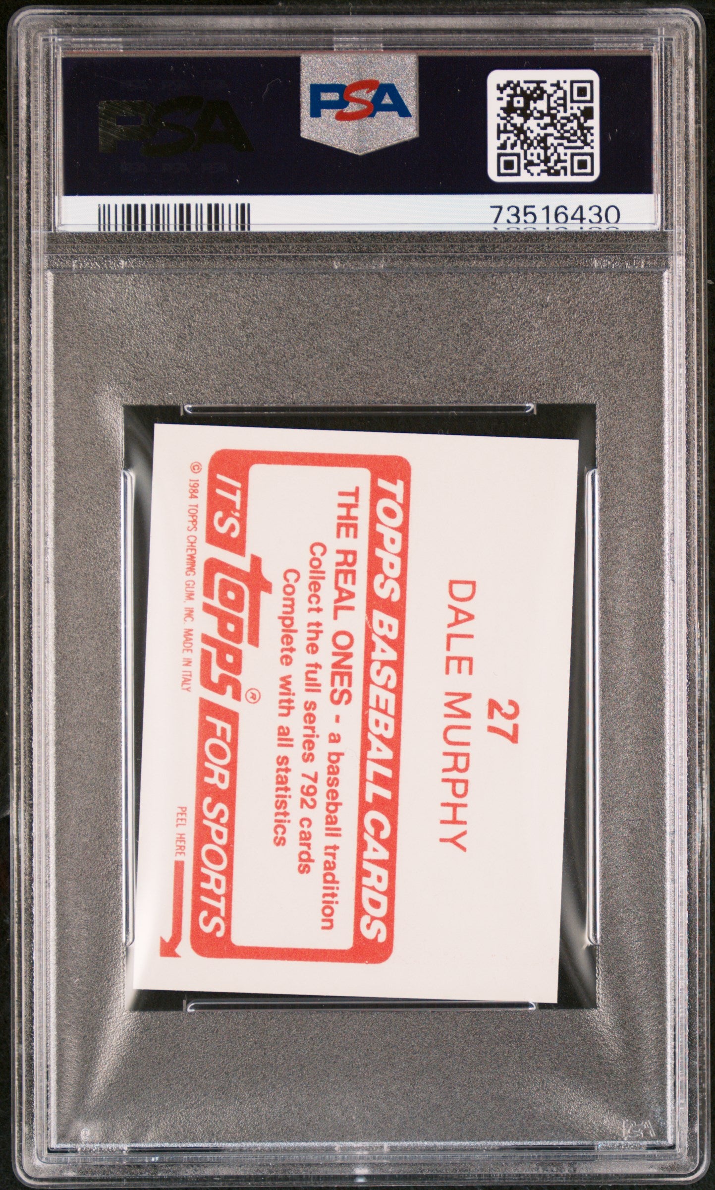 1984 Topps Stickers Baseball Dale Murphy #27 Psa 7 73516430