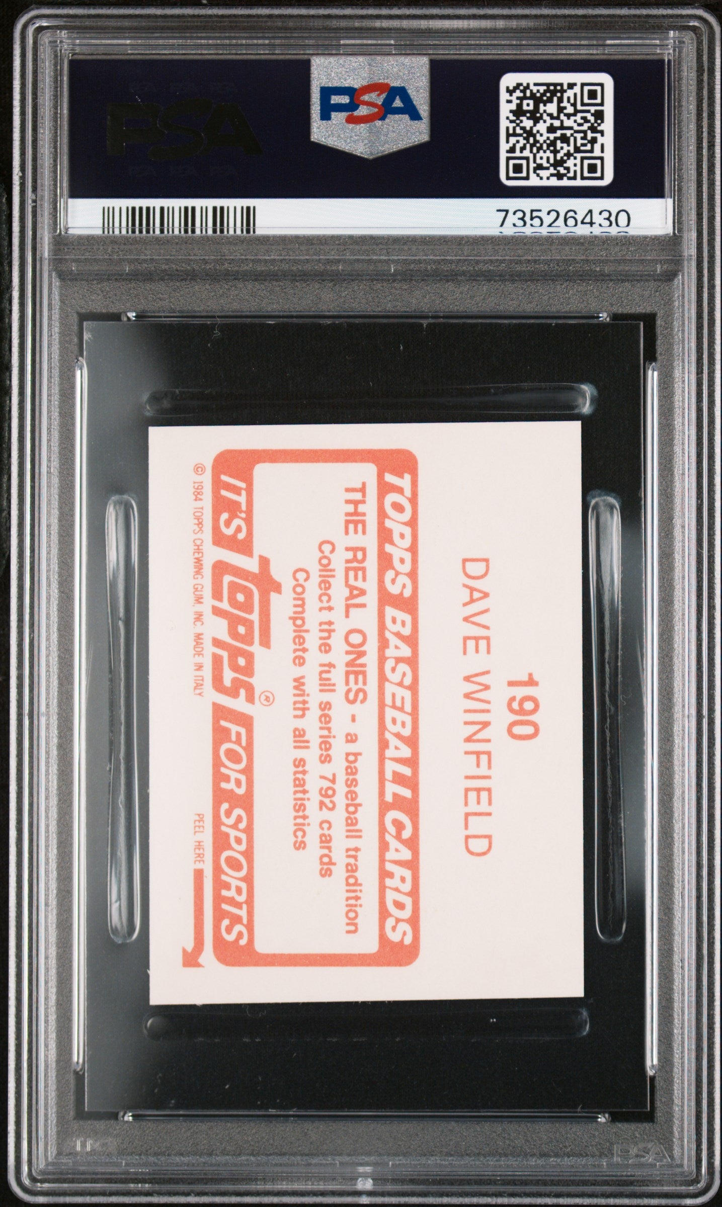 1984 Topps Stickers Baseball Dave Winfield #190 Psa 10 73526430