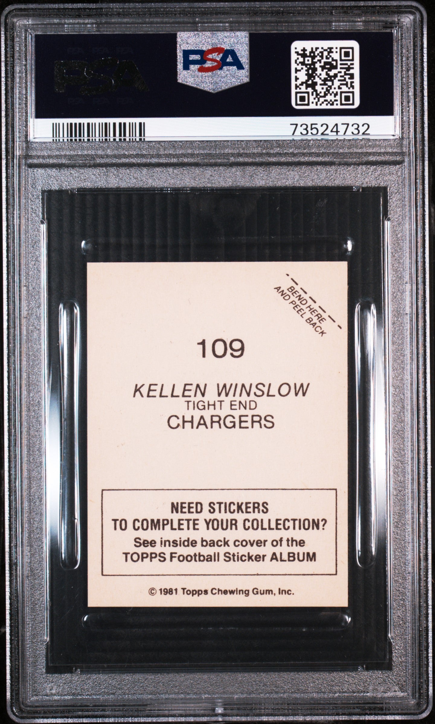 1981 Topps Stickers Football Kellen Winslow #109 Psa 9 73524732