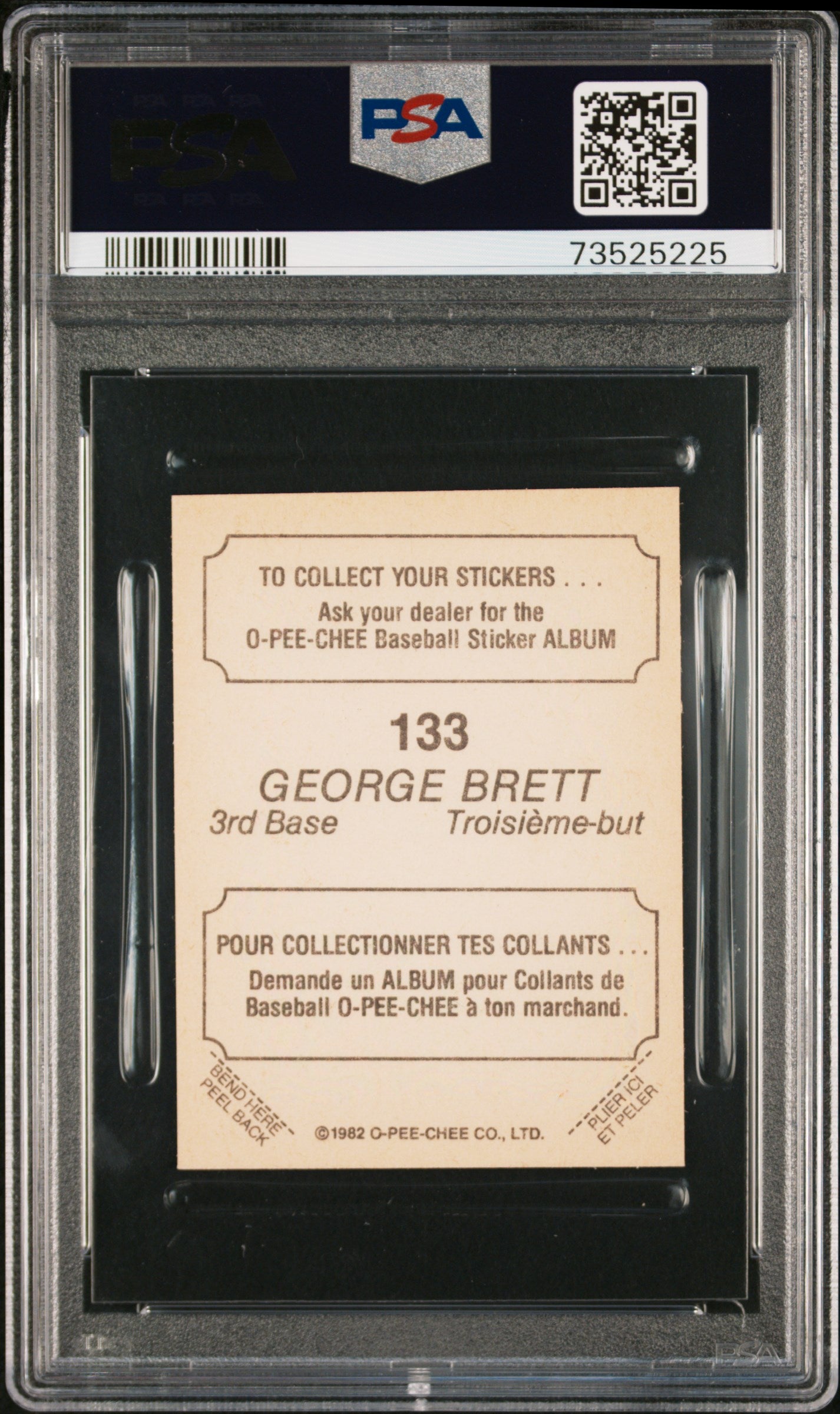1982 O-pee-chee Stickers Baseball George Brett #133 Psa 8 73525225