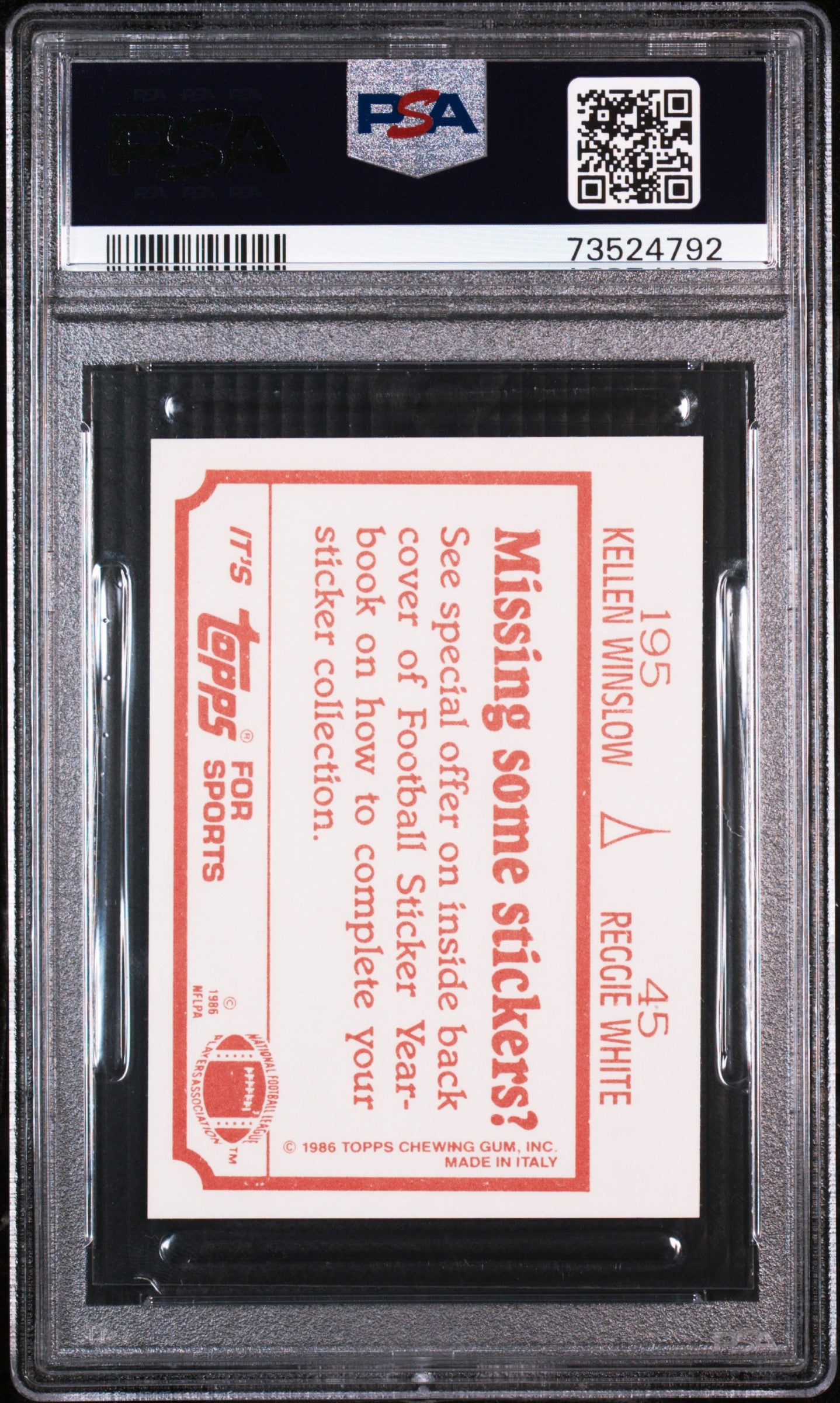 1986 Topps Stickers Football Reggie White-45 Psa 9 73524792