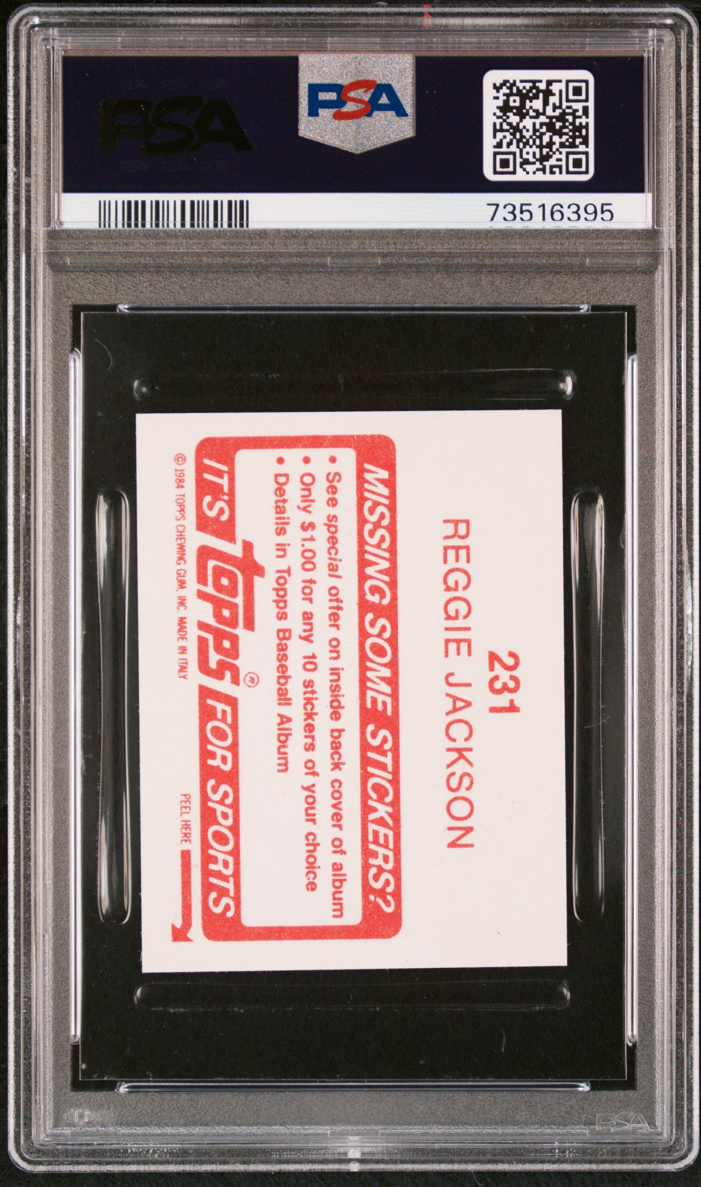 1984 Topps Stickers Baseball Reggie Jackson #231 Psa 9 73516395