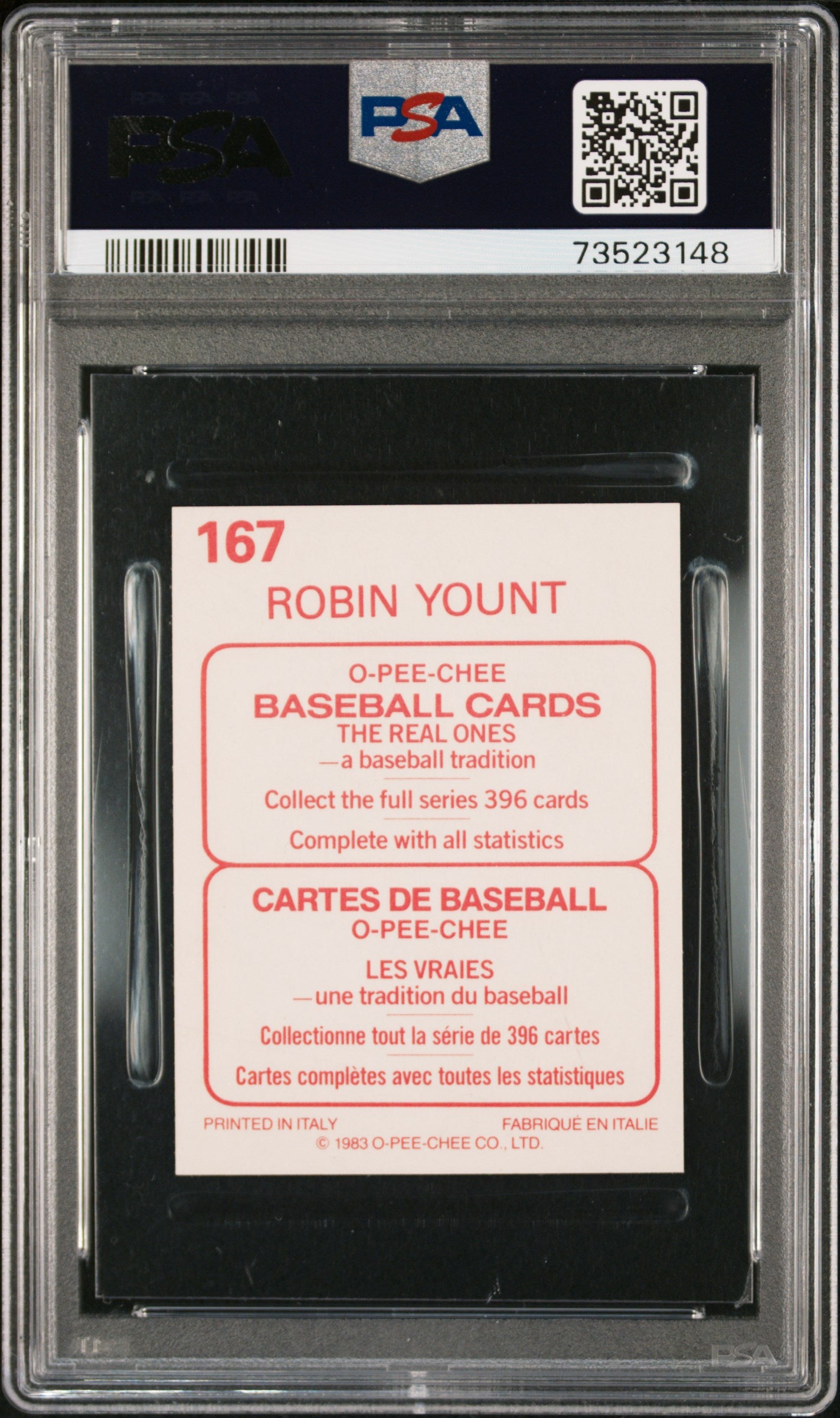 1983 O-pee-chee Stickers Baseball Robin Yount #167 Psa 9 73523148