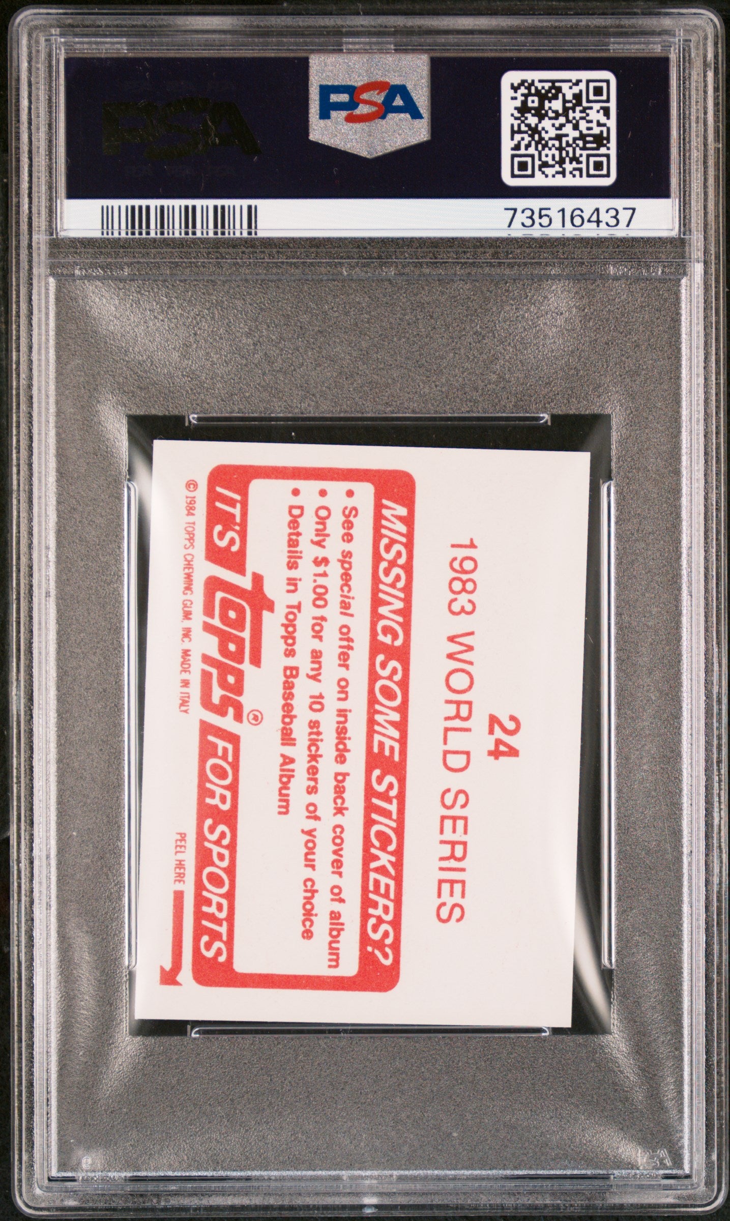 1984 Topps Stickers Baseball 1983 World Series #24 Psa 9 73516437