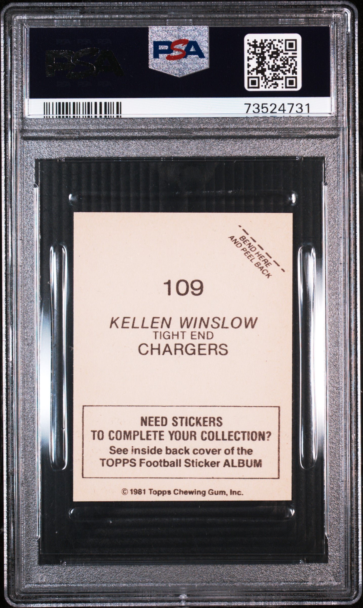 1981 Topps Stickers Football Kellen Winslow #109 Psa 9 73524731