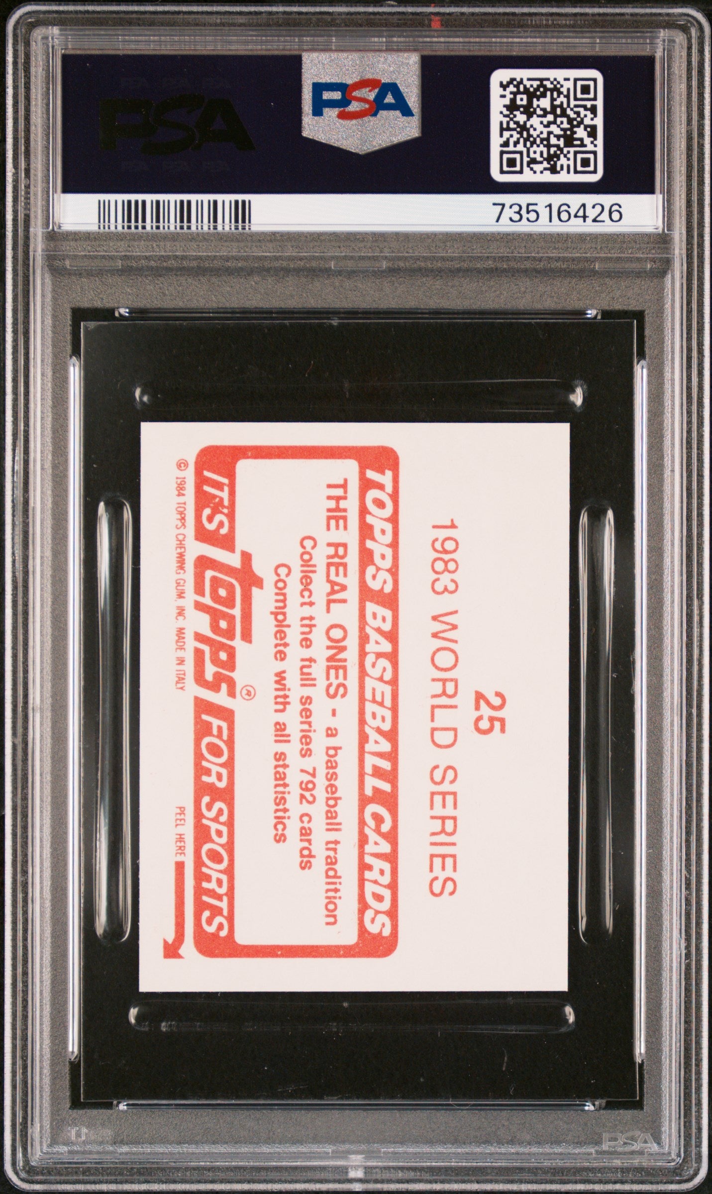 1984 Topps Stickers Baseball 1983 World Series #25 Psa 9 73516426
