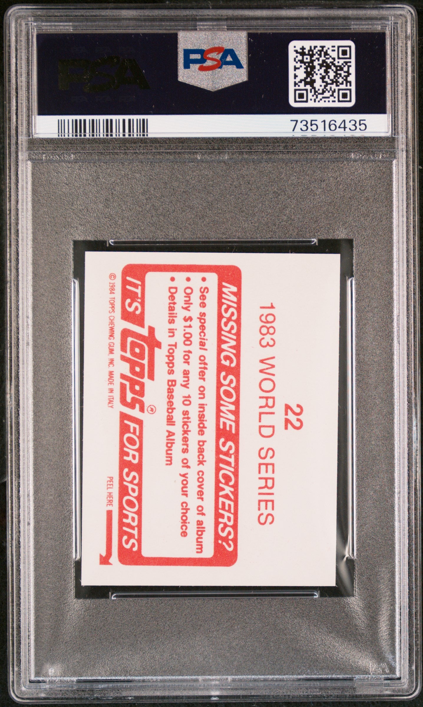 1984 Topps Stickers Baseball 1983 World Series #22 Psa 9 73516435