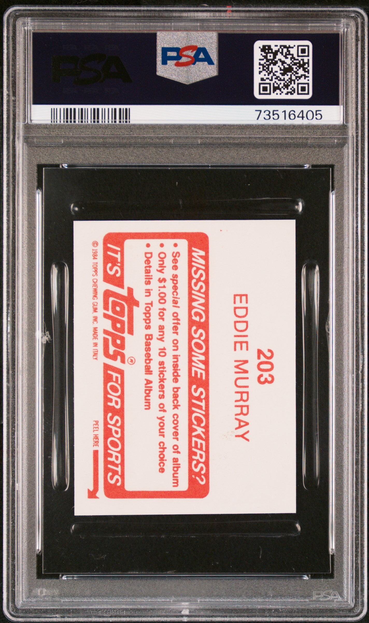 1984 Topps Stickers Baseball Eddie Murray #203 Psa 9 73516405