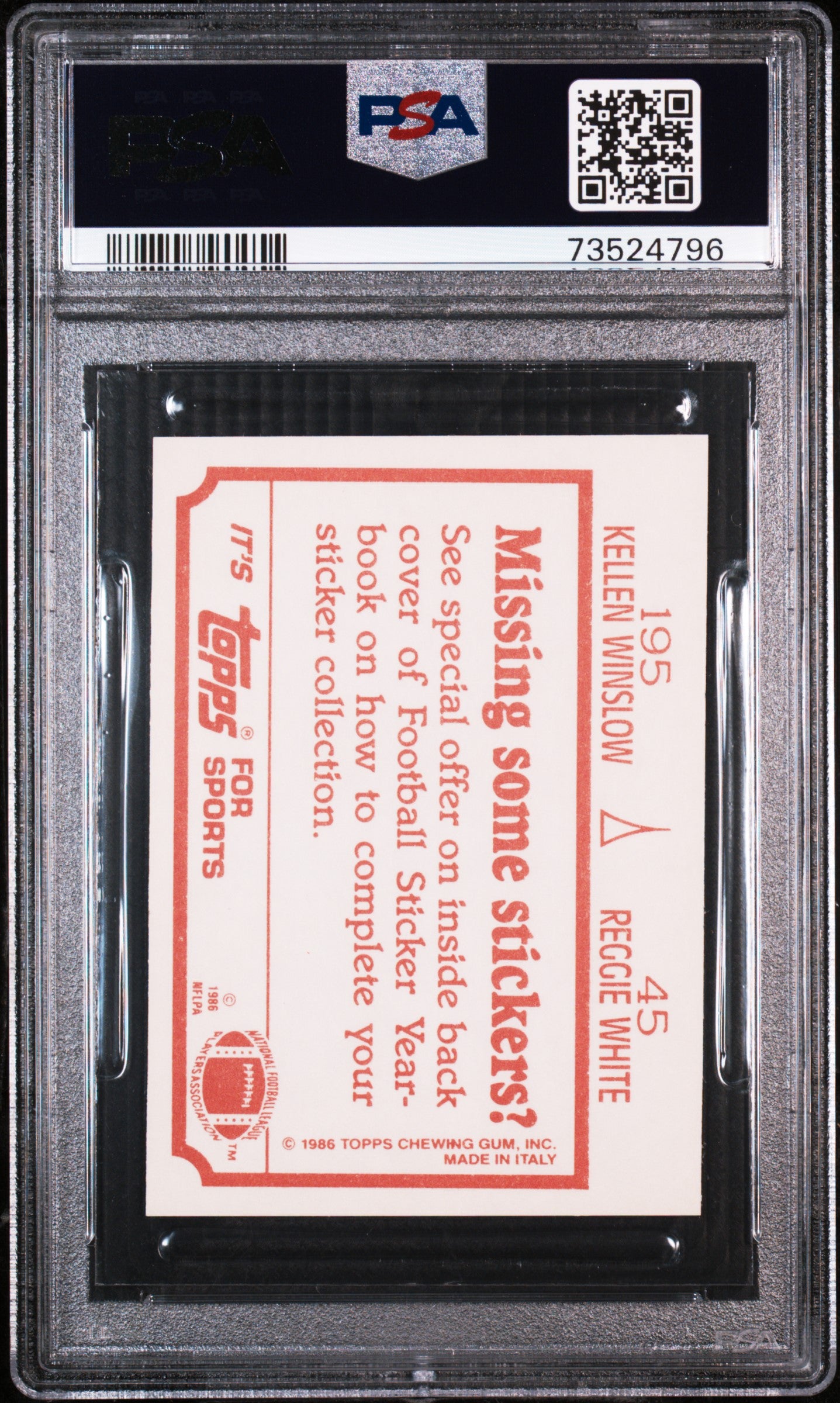 1986 Topps Stickers Football Reggie White-45 Psa 9 73524796