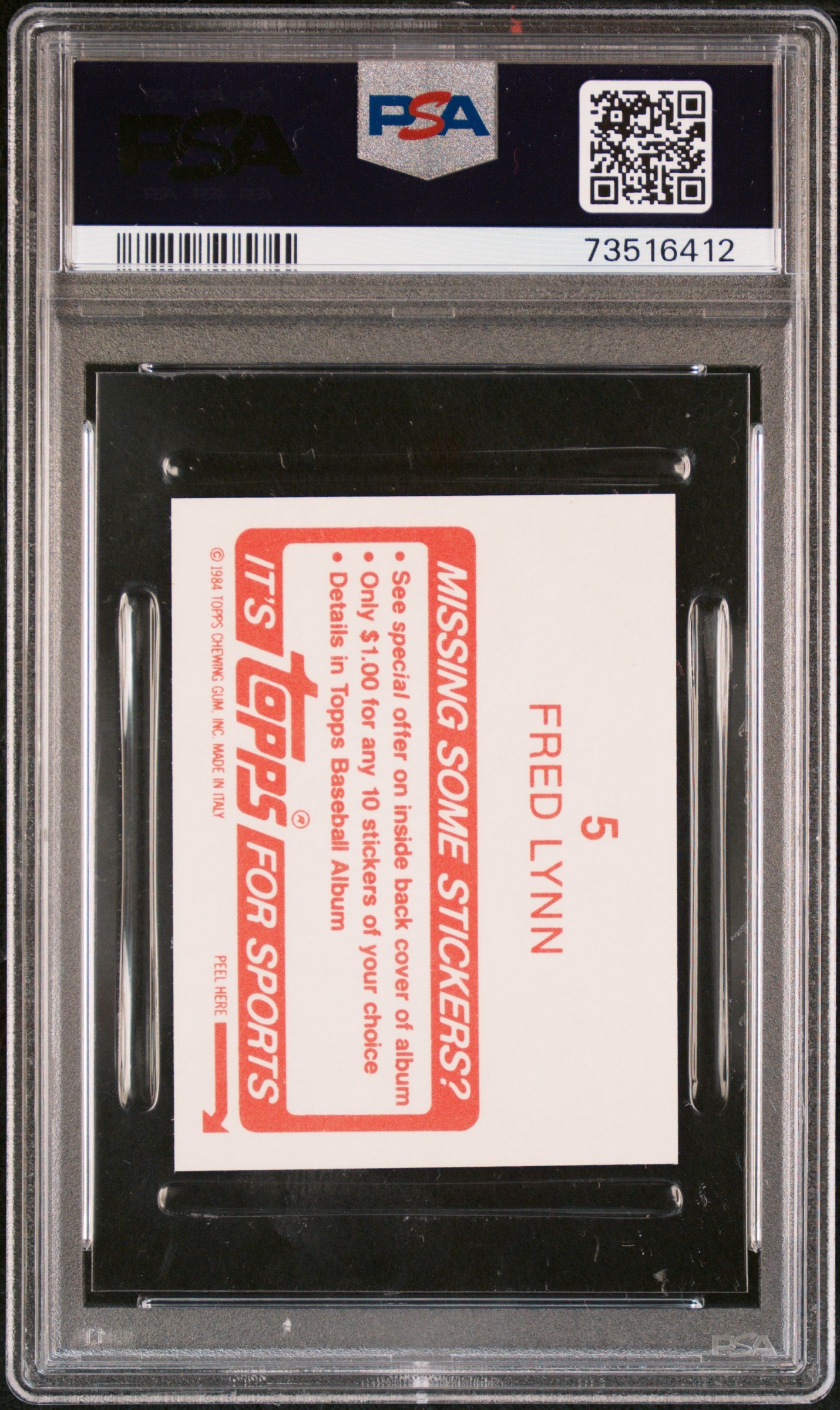 1984 Topps Stickers Baseball Fred Lynn #5 Psa 9 73516412