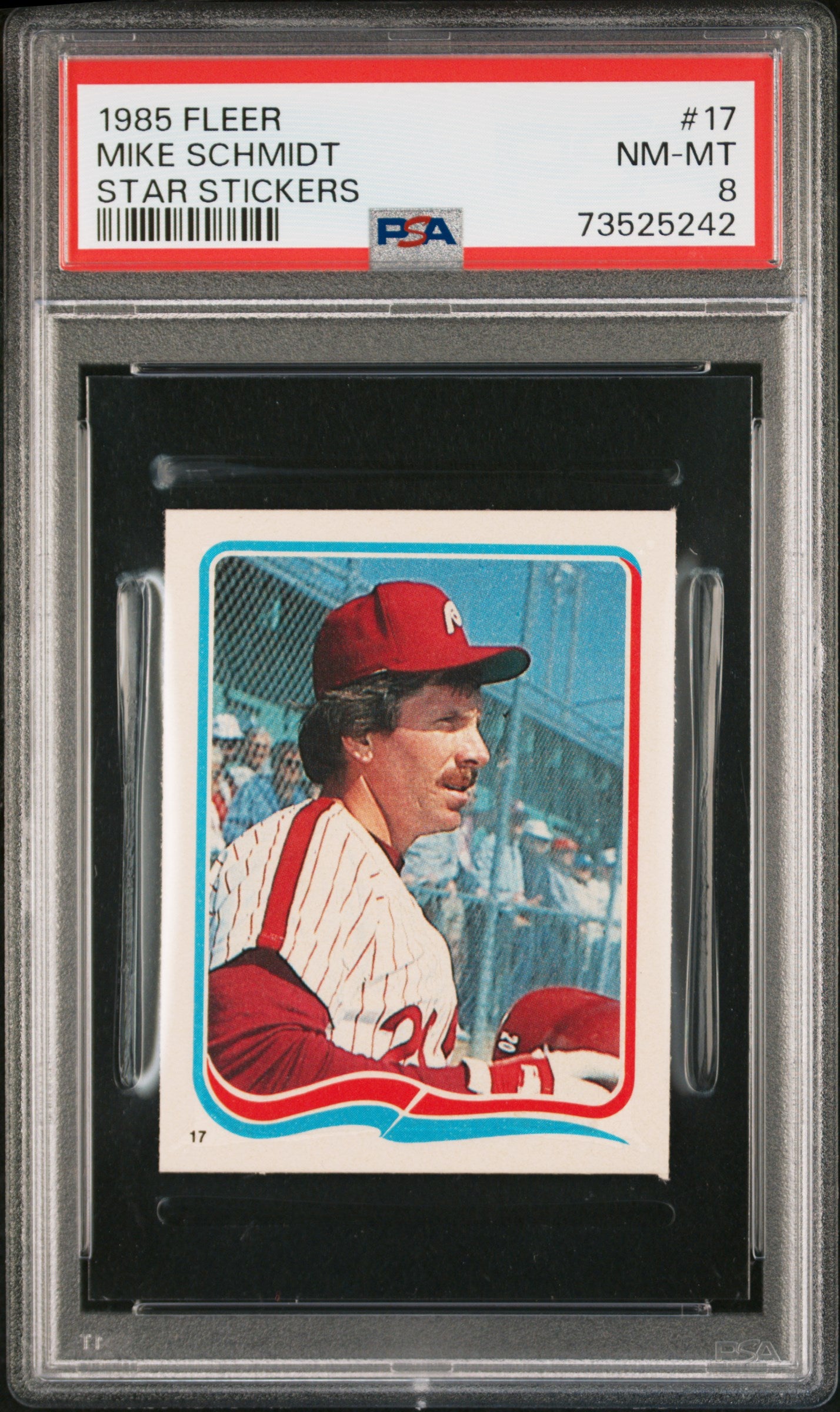 1985 Fleer Star Stickers Baseball Mike Schmidt #17 Psa 8 73525242