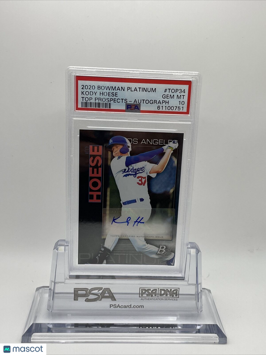 2020 Bowman Platinum Top Prospects Kody Hoese Autograph Card #TOP34 PSA 10