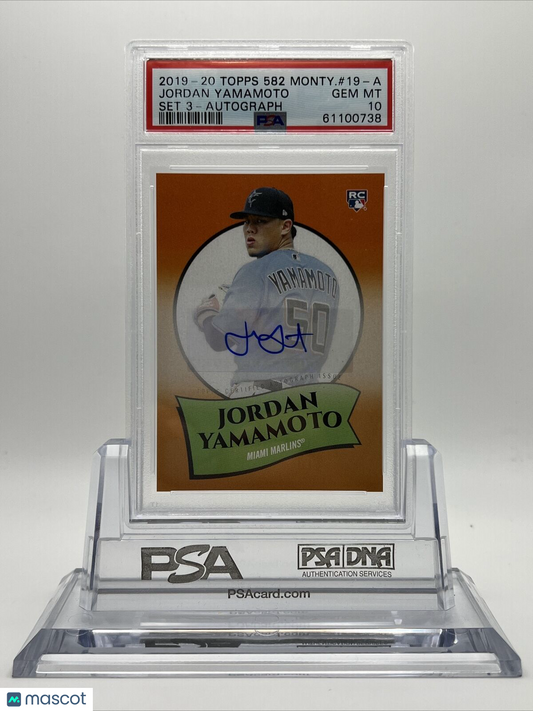 2020 Topps 582 Montgomery Club Set 3 Jordan Yamamoto Autograph Card #19-A PSA 10