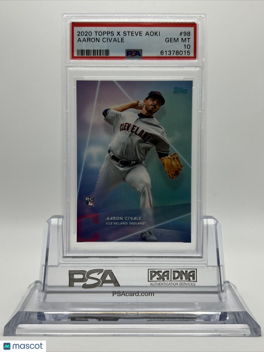 2020 Topps X Steve Aoki Aaron Civale Rookie Baseball Card #98 PSA 10
