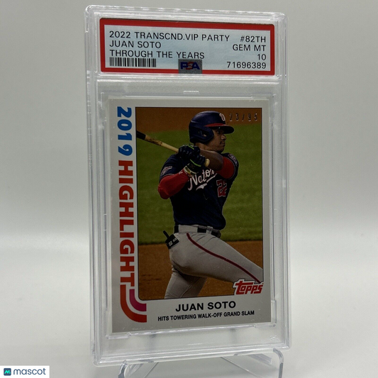 2022 Topps Transcendent VIP Party Juan Soto Baseball Card #82TH PSA 10 23/95