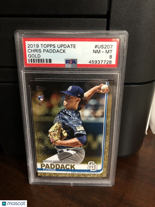2019 Topps Update GOLD Chris Paddack Rookie Baseball Card #US207 PSA 8 NM-MT