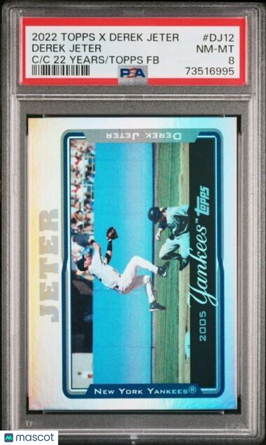 2022 Topps x Derek Jeter 22 Years of Topps FOILBOARD Derek Jeter Card DJ12 PSA 8