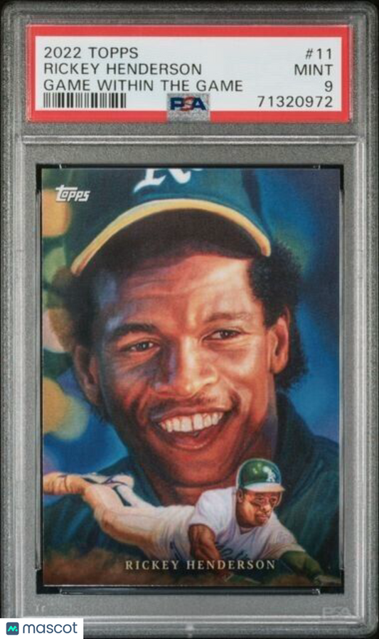 2022 Topps Game Within the Game Rickey Henderson Baseball Card #11 PSA 9