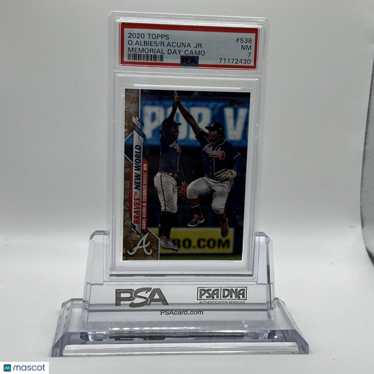 2020 Topps Memorial Day Camo Ronald Acuna Jr./Albies Baseball Card #538 PSA 7