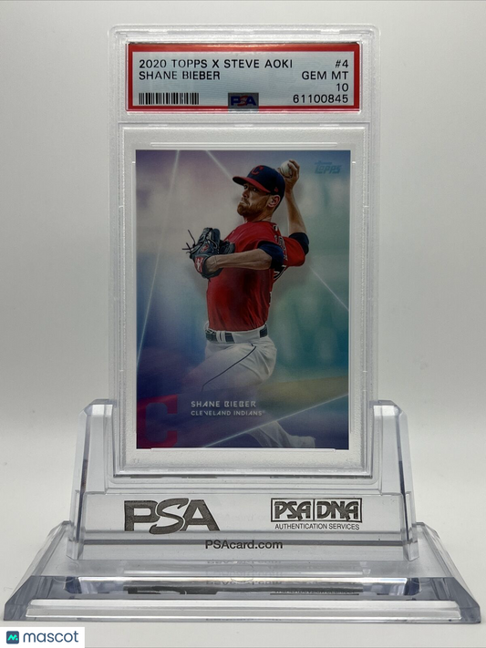 2020 Topps X Steve Aoki Shane Bieber Baseball Card #4 PSA 10
