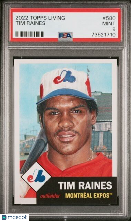 2022 Topps Living Set Tim Raines Baseball Card #580 PSA 9 Mint