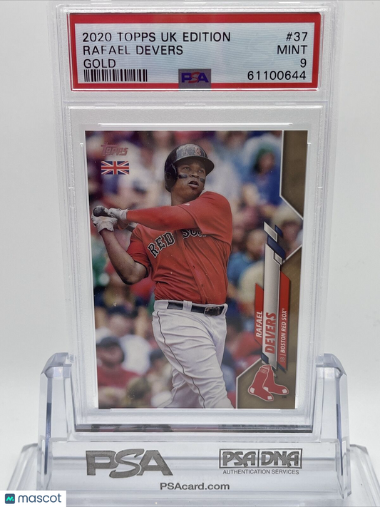 2020 Topps UK EDITION Rafael Devers GOLD Baseball Card #37 PSA 9 Mint