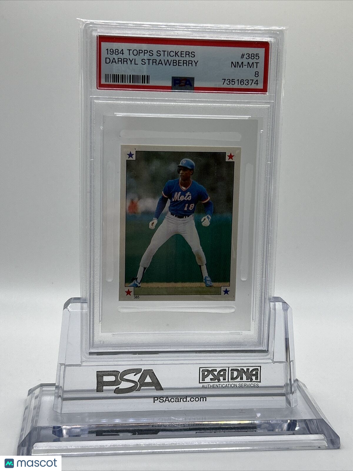 1984 Topps Stickers Baseball Darryl Strawberry Rookie #385 PSA 8 73516374
