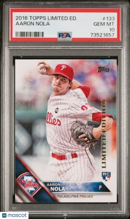 2016 Topps Limited Edition Aaron Nola Rookie Baseball Card #133 PSA 10 POP 4