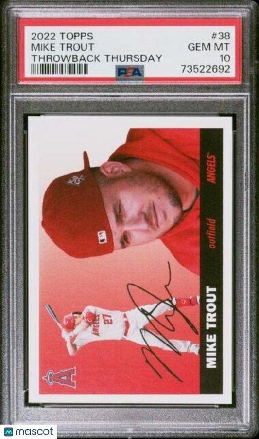 2022 Topps Throwback Thursday Mike Trout Baseball Card #38 PSA 10 Gem Mint