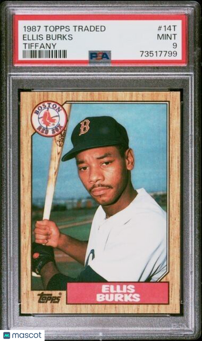 1987 Topps Traded TIFFANY Ellis Burks Rookie Baseball Card #14T PSA 9 Mint