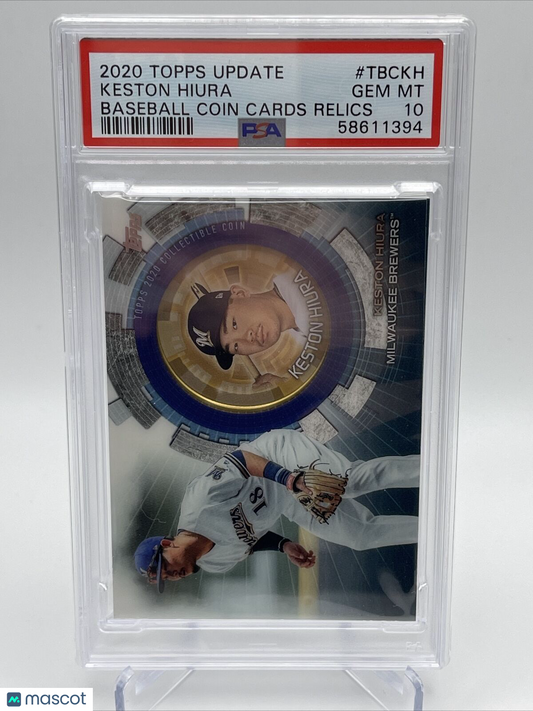 2020 Topps Update Coin Cards Relics Keston Hiura Baseball Card #TBCKH PSA 10