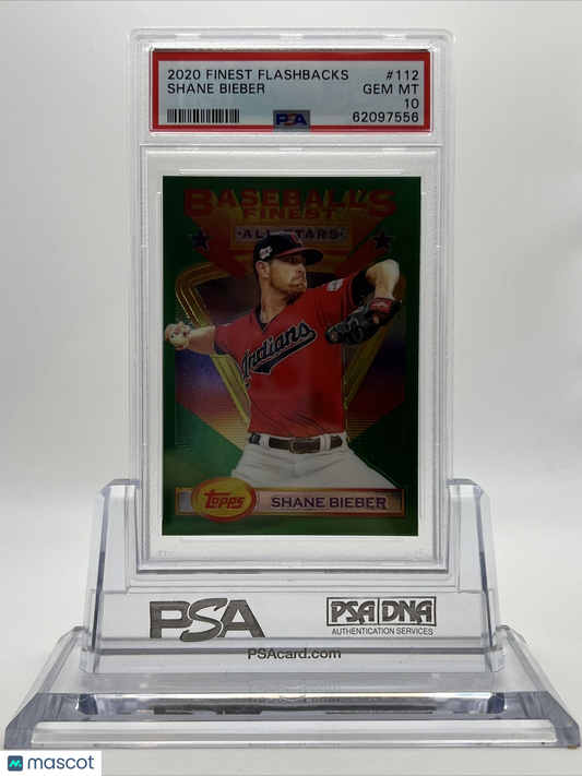 2020 Topps Finest Flashbacks Shane Bieber Baseball Card #112 PSA 10