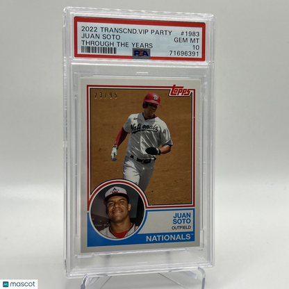 2022 Topps Transcendent VIP Party Juan Soto Baseball Card #1983 PSA 10 23/95