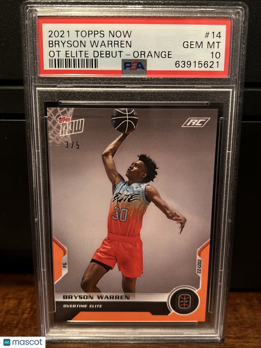 2021 Topps Now OT Elite ORANGE 3/5 Bryson Warren Rookie Card #14 PSA 10 POP 1