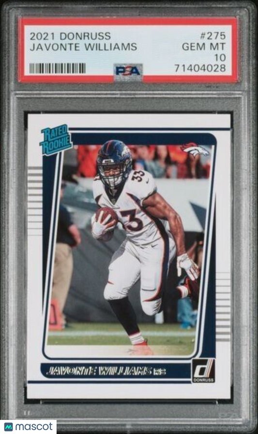 2021 Panini Donruss Javonte Williams Rookie Football Card #275 PSA 10 Gem Mint