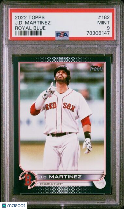 2022 Topps J.D. Martinez Royal Blue Baseball Card #182 PSA 9 Mint