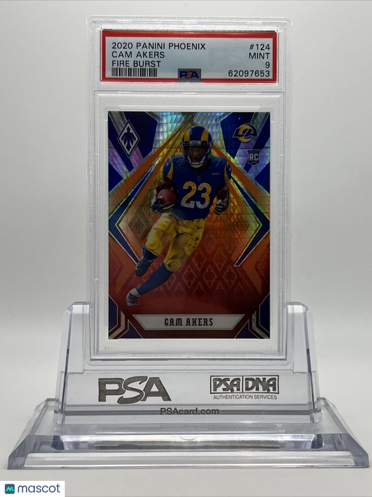 2020 Panini Phoenix Fire Burst Cam Akers Rookie Football Card #124 PSA 9