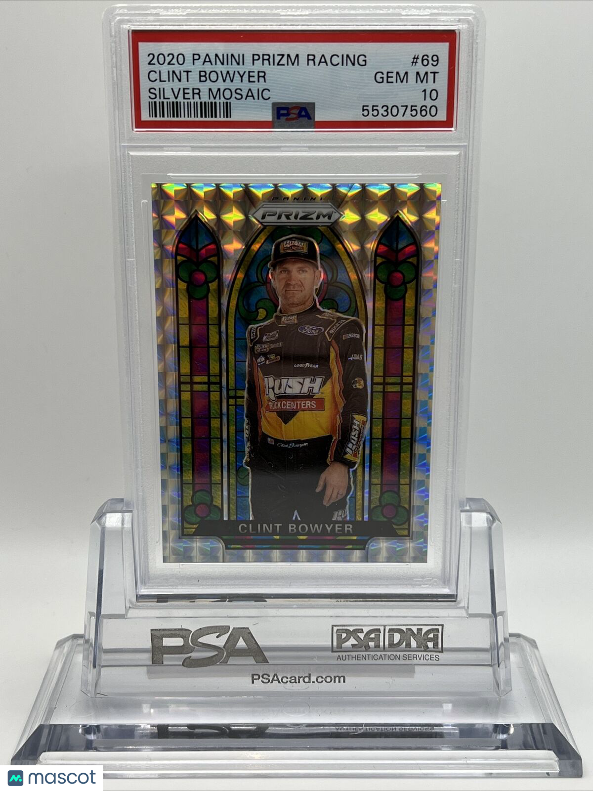 2020 Panini Prizm SILVER MOSAIC Clint Bowyer Racing Card #69 PSA 10 POP 1 !
