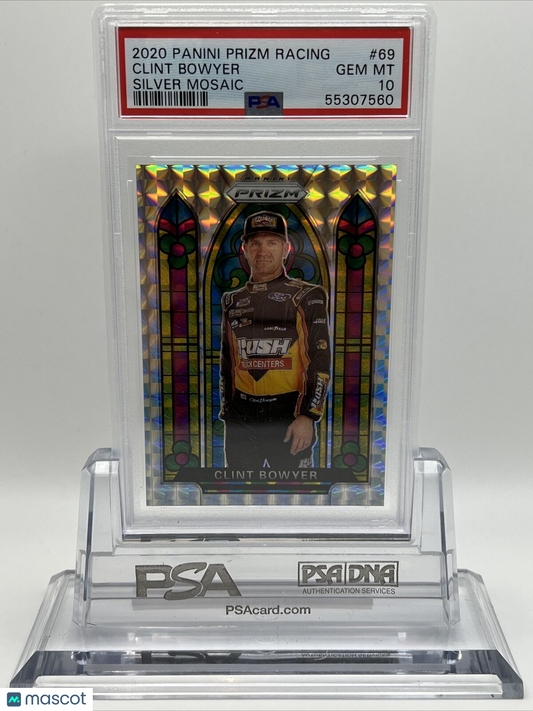 2020 Panini Prizm SILVER MOSAIC Clint Bowyer Racing Card #69 PSA 10 POP 1 !